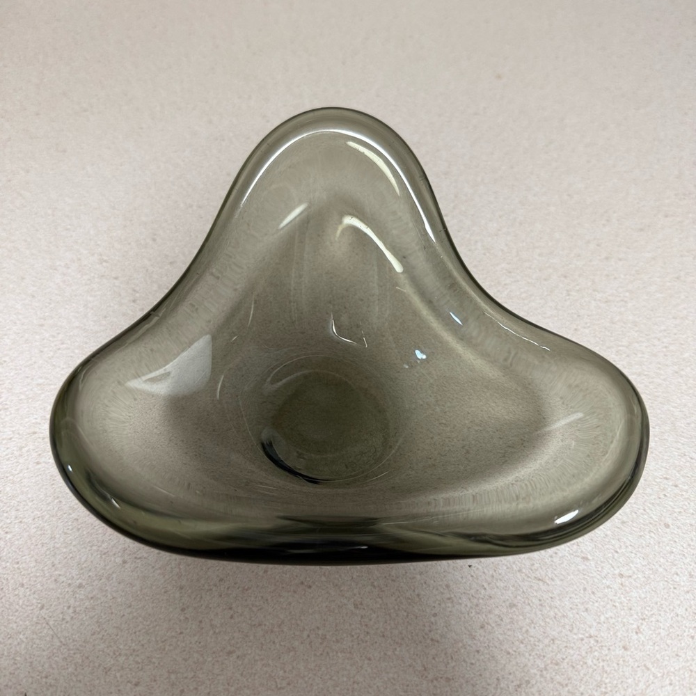 54. Vintage Holmegaard Vintage Smoked gray Glass Dish 1950’s signed - Picture 5 of 8